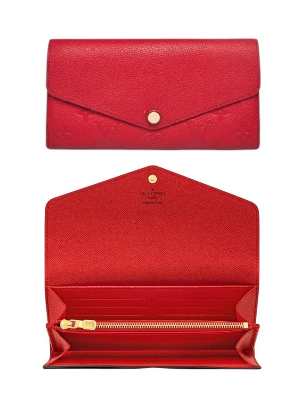 Like NEW! Louis Vuitton Sarah Wallet NM Monogram Empreinte Leather RED Cerise